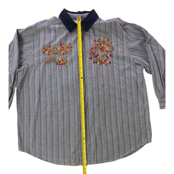 Studio Collection Womens Button Up Size 22W Long Sleeve Top Embroidered Autumn - Picture 10 of 12